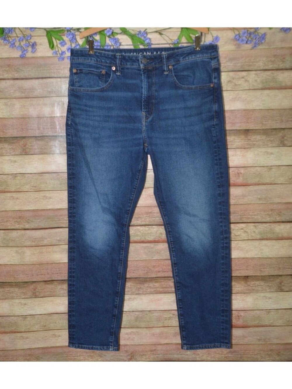 Mens American Eagle Airflex Athletic Fit Straight Leg Jeans 34 X 30 Classic Medi